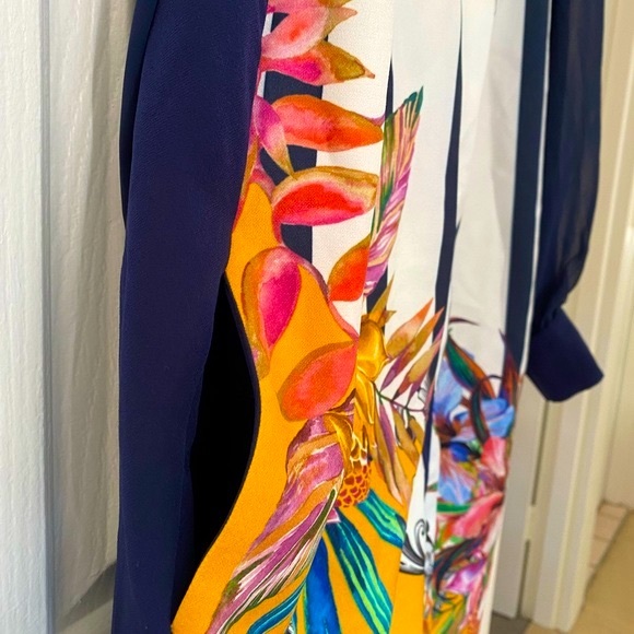 Floral Pattern Stripe Adornment Bottom Down Dress - Picture 15 of 17